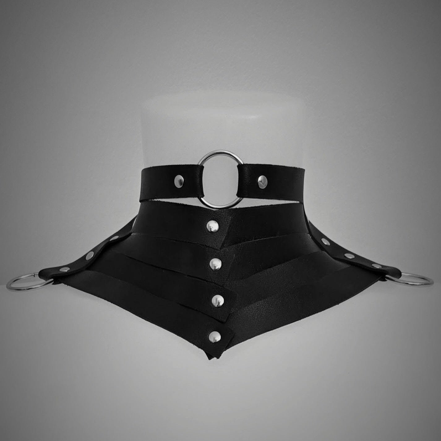 Black Faux Leather Layered Full Neck Collar Choker Necklace